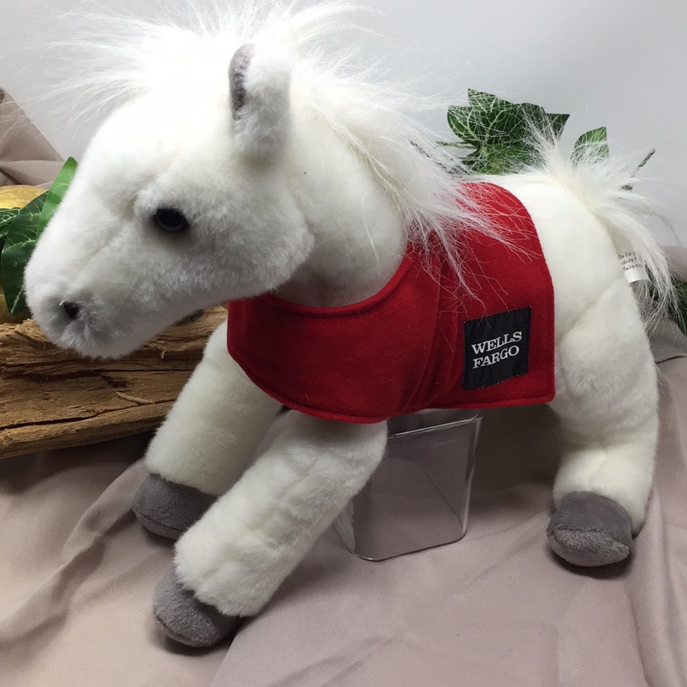 White Horse Wells Fargo Plush Pony Snowflake Sadle